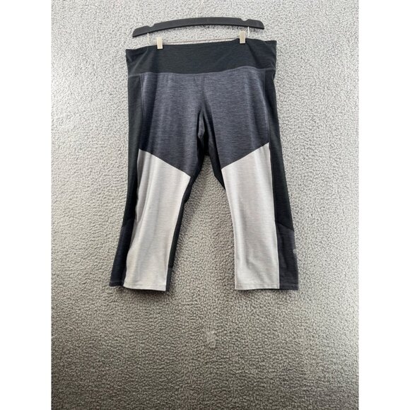 Champion Womens XXL Colorblock Capri Leggings Gray & Black Stretch Workout Pants - Picture 1 of 9